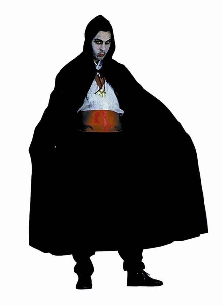 Picture of Full Length Nylon Hooded Black Cape 56in