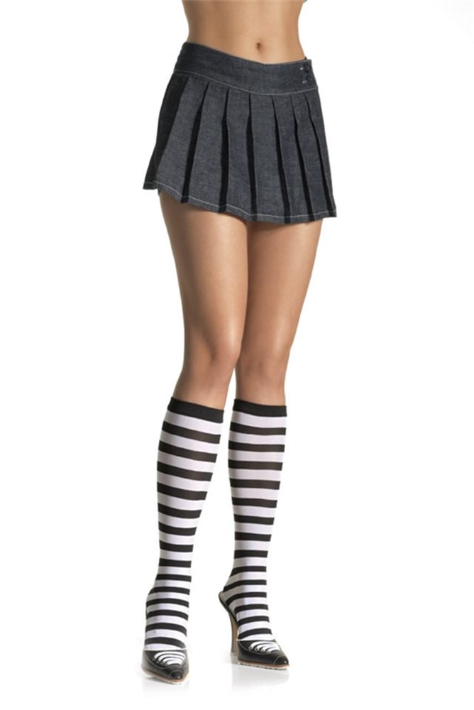 Picture of Black and White Striped Knee Highs