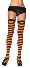 Picture of Black and Orange Striped Thigh High Tights