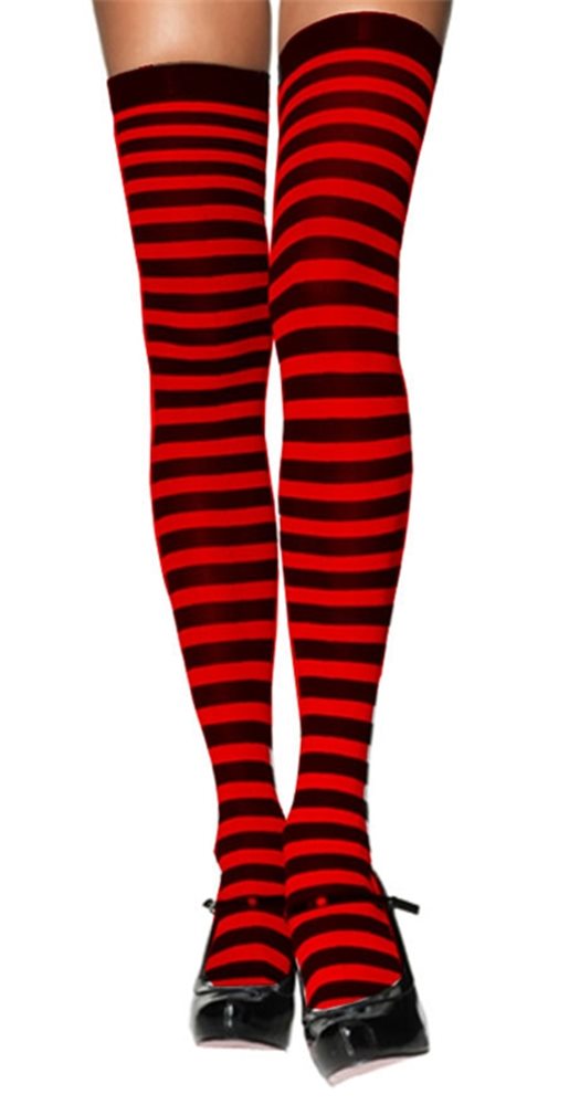Picture of Black and Red Striped Thigh Highs