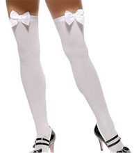 Picture of White Thigh Highs with White Bow Plus Size