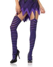 Picture of Black and Purple Striped Thigh High Tights