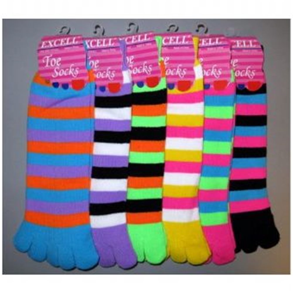 Picture of Ladies Strip Neon Toe Sock