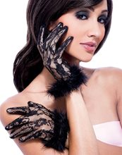 Picture of Short Lace & Marabou Gloves