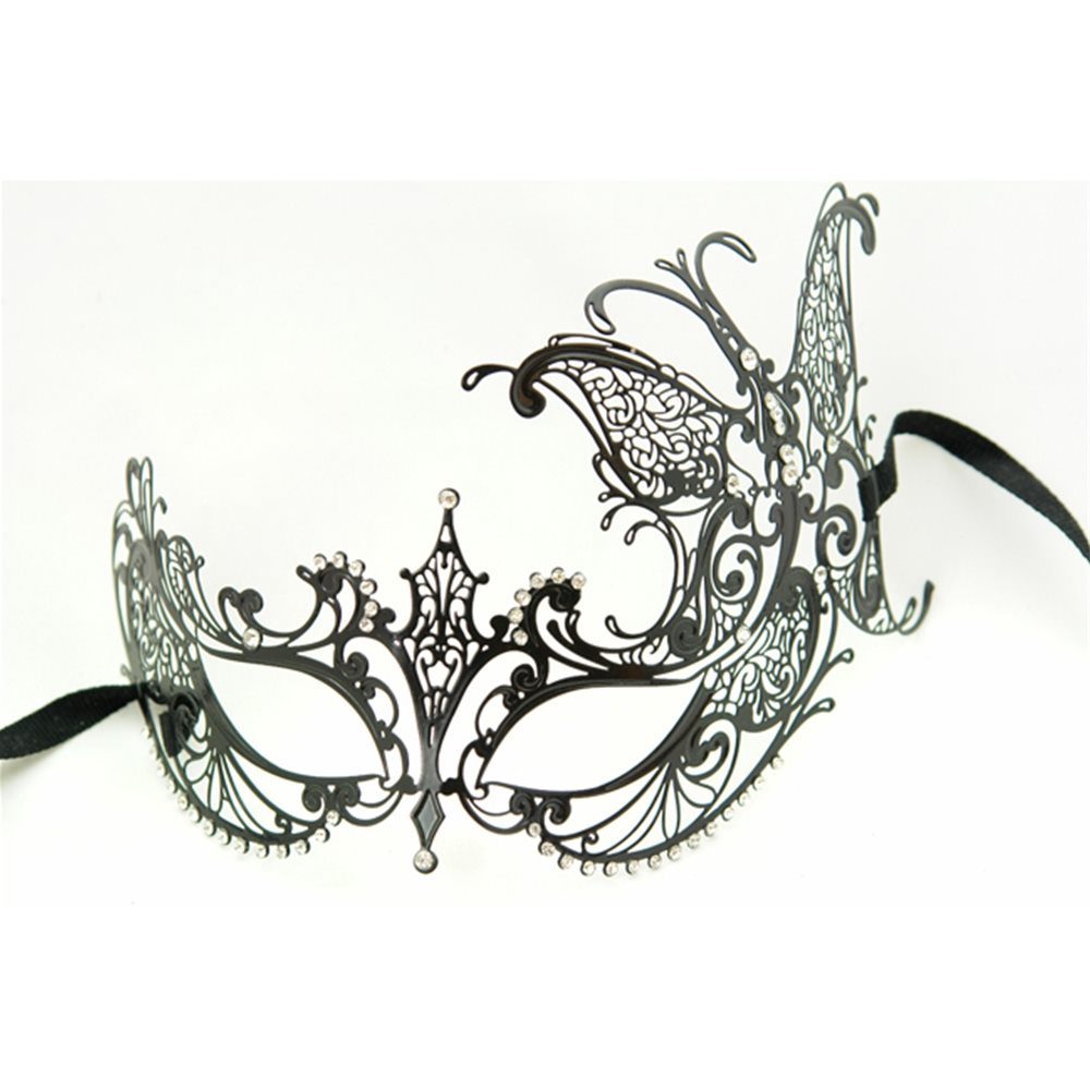 Picture of Metal Venetian With Side Butterfly Black Mask