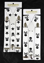 Picture of White Large Skull & Crossbones Suspenders