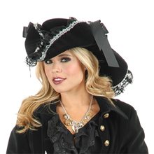 Picture of Black & Silver Lace Pirate Hat