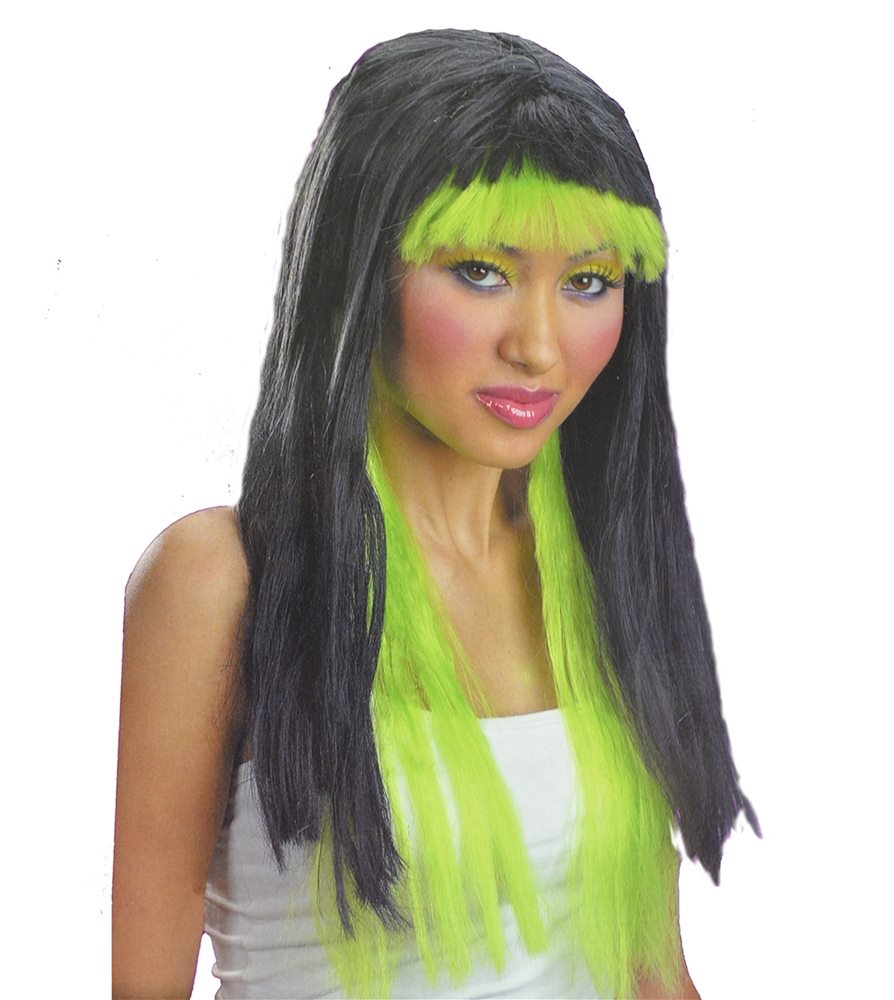 Picture of Black and Neon Green Witch Wig