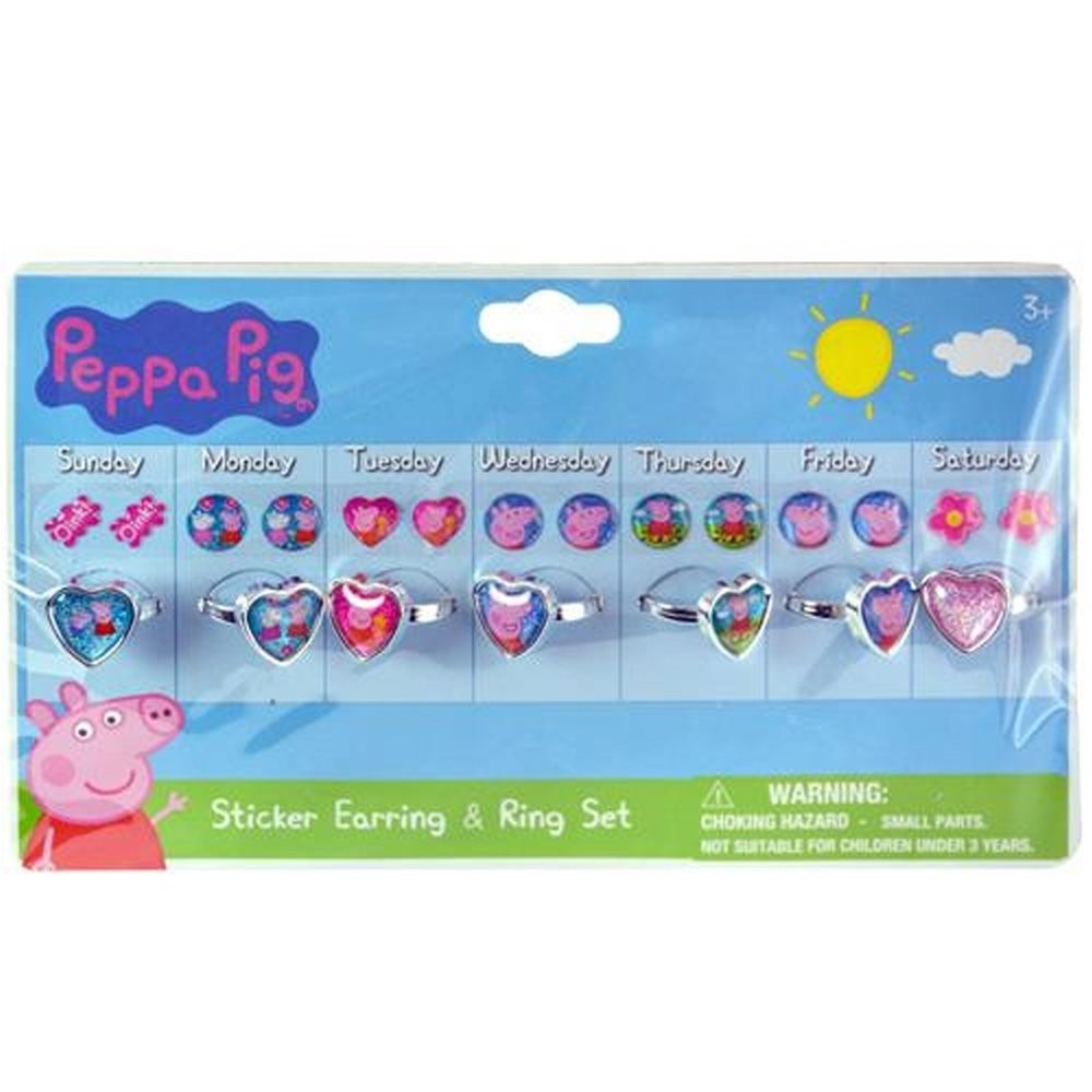 Picture of Peppa Pig Sticker Earring & Ring Set
