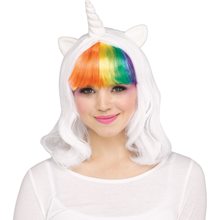Picture of White Unicorn Wig with Rainbow Bangs
