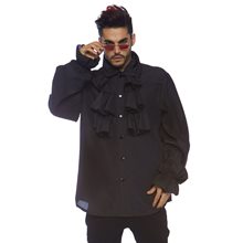 Picture of Black Ruffled Front Adult Mens Shirt
