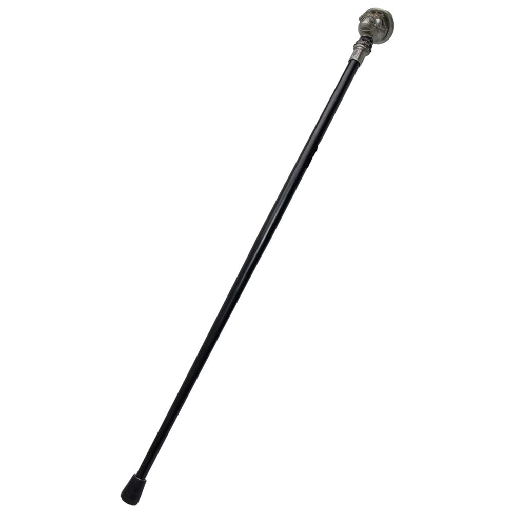 Picture of Silver Steampunk Skull Head Handle Black Metal Walking Cane