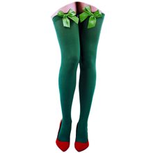 Picture of Green Opaque Thigh Highs with Bows