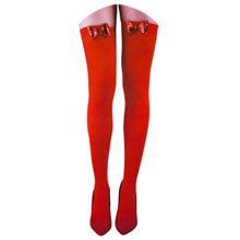 Picture of Red Opaque Thigh Highs with Bows